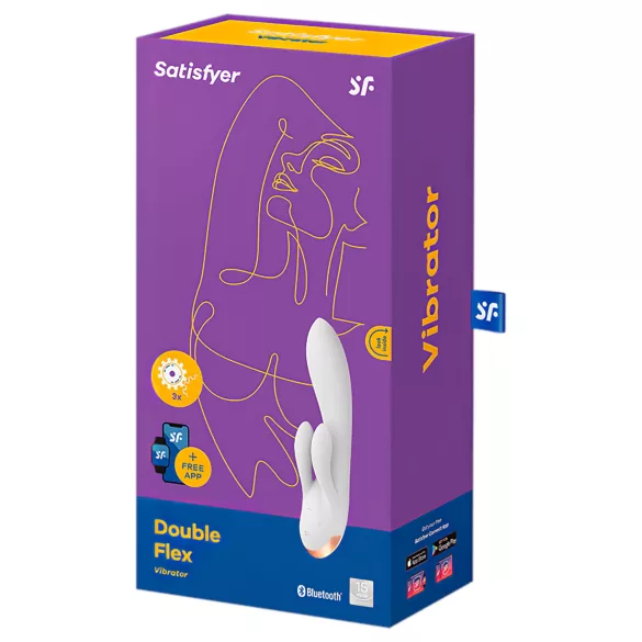 Satisfyer Double Flex - Sovelluksella ohjattava klitoriskiihotinvarrellinen vibraattori (valkoinen)