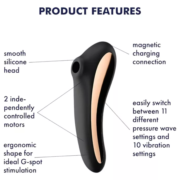 Satisfyer Dual Kiss - vibraattori klitorikselle ja emättimelle - ladattava