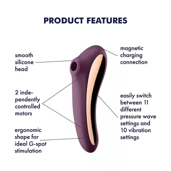 Satisfyer Dual Kiss - klitoriskiihotin ja vaginaalivibraattori - lila