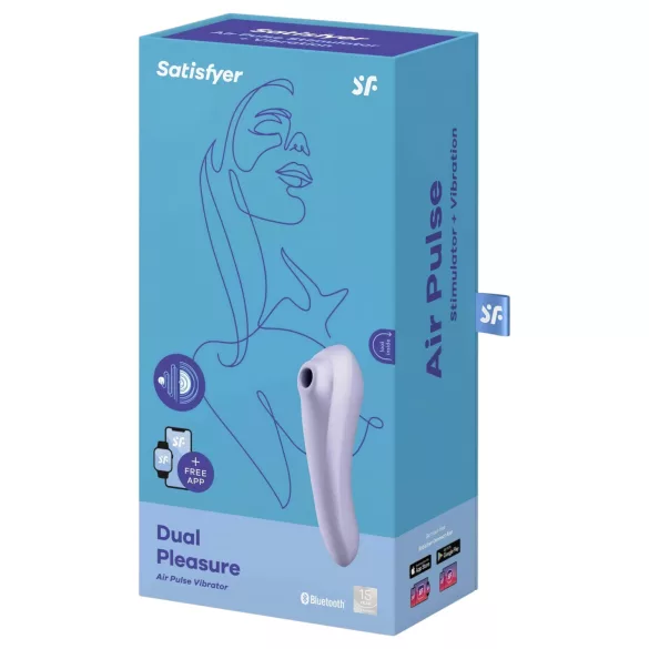 Satisfyer Dual Pleasure - älykkäästi ohjattava 2in1 paineaaltovibraattori - lila