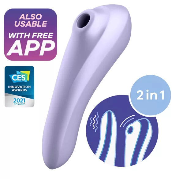 Satisfyer Dual Pleasure - älykkäästi ohjattava 2in1 paineaaltovibraattori - lila