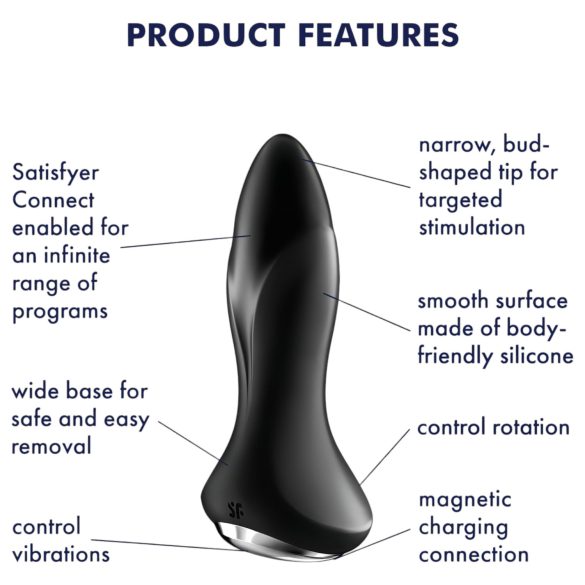 Satisfyer - anustappi vibraattori gyöngykuvioitu - musta