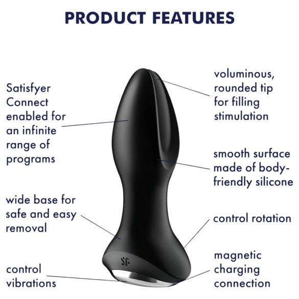 Satisfyer Rotator Plug 2 - anustappi värisevä helmillä - musta