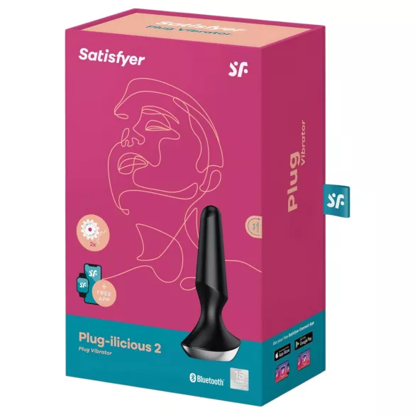 Satisfyer Plug-ilicious 2 - sovelluksella ohjattava anaalivibraattori (musta)