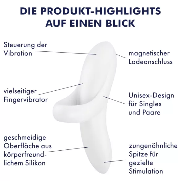 Satisfyer Bold Lover - ladattava vedenkestävä sormivibraattori valkoinen