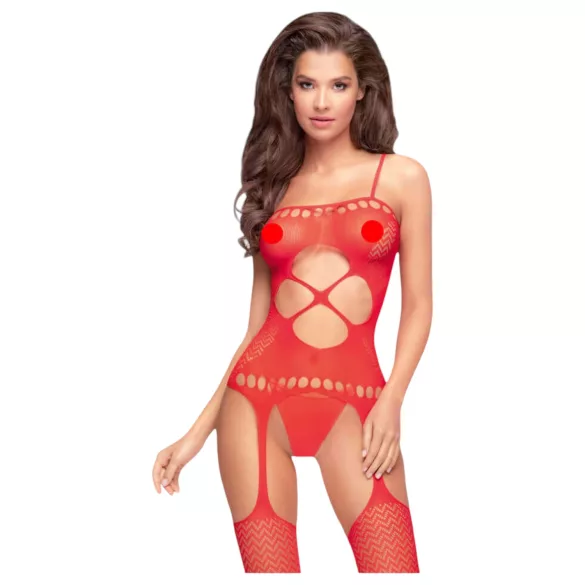 Penthouse Hot Nightfall - avoin verkkosetti - aaltoileva kuvio - punainen - XL