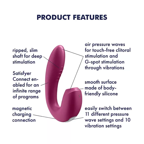 Satisfyer Sunray - ladattava, ilmapulssitoiminen 2-in-1-vibraattori (punainen)