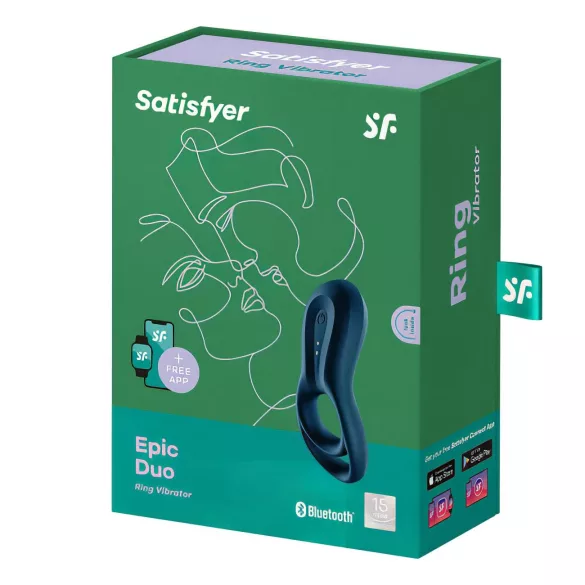 Satisfyer Epic Duo - älykkäästi värisevä penisrengas - musta