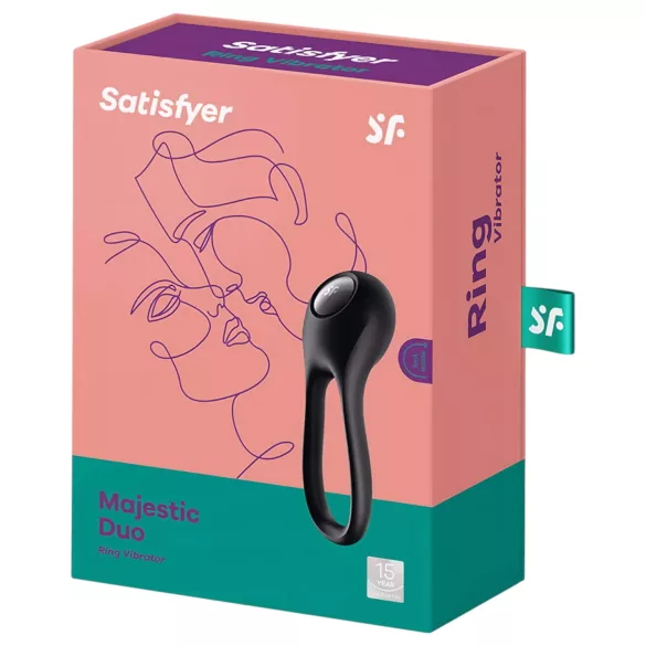Satisfyer Majestic Duo - ladattava, vedenpitävä penisrengas (musta)