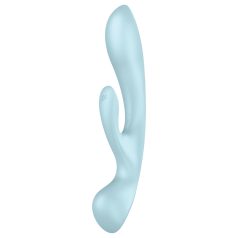   Satisfyer Triple Oh - ladattava vibraattori klitorisvarrella - sininen