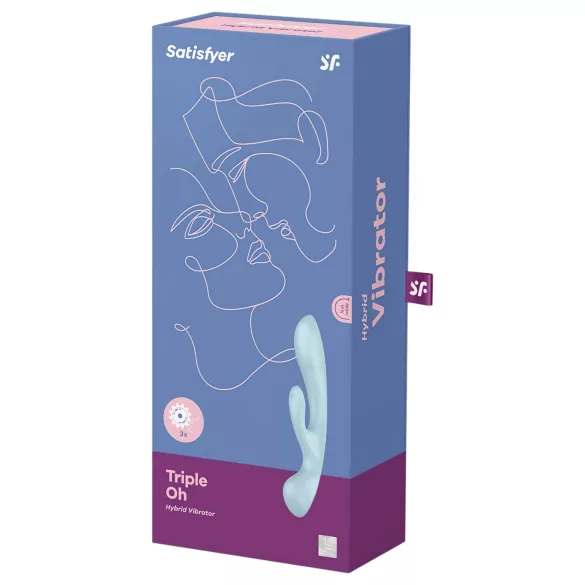 Satisfyer Triple Oh - ladattava, klitorishaaralla varustettu vibraattori (sininen)