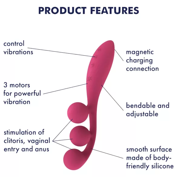 Satisfyer Tri Ball 1 - ladattava, monitoimivibraattori (punainen)