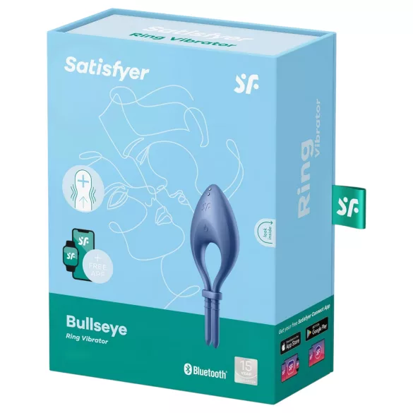 Satisfyer Bullseye - Sovelluksella ohjattava värisevä penisrengas miehille (sininen)