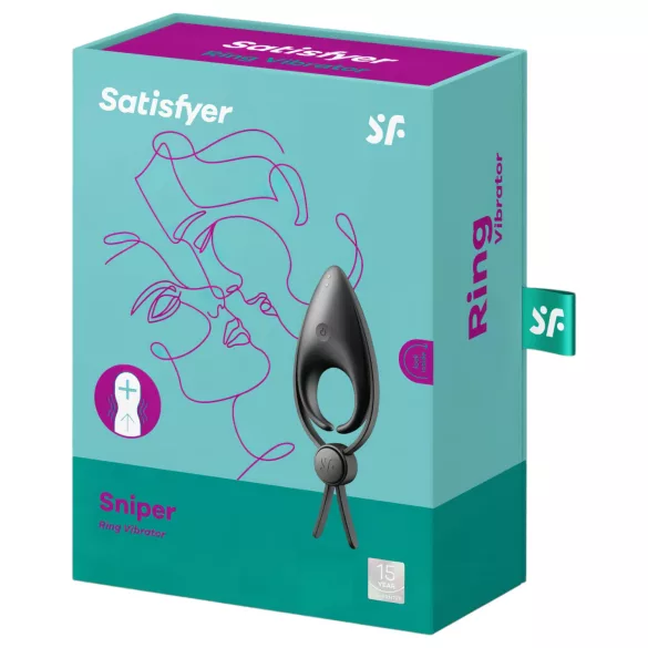 Satisfyer Sniper - vibraattori penisrengas - ladattava - musta