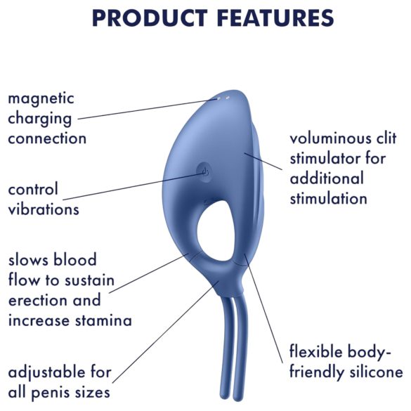 Satisfyer Swordsman - vibraatiopenisrengas - ladattava - sininen