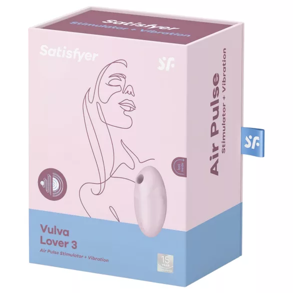 Satisfyer Vulva Lover 3 - Akku­käyttöinen, ilmataajuuksilla toimiva klitoriskiihotin (vaaleanpunainen)