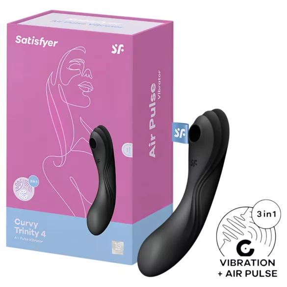 Satisfyer Curvy Trinity 4 - ilmalla toimiva 2-in-1-vibraattori (musta)