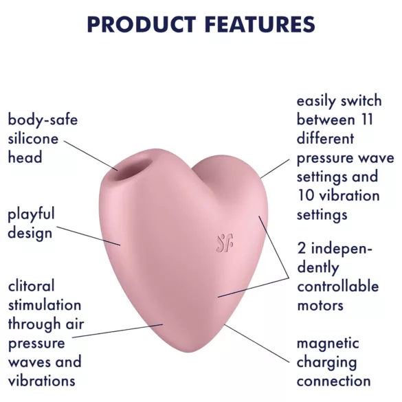 Satisfyer Cutie Heart - klitoriskiihotin ilmanpaineella - ladattava - pinkki