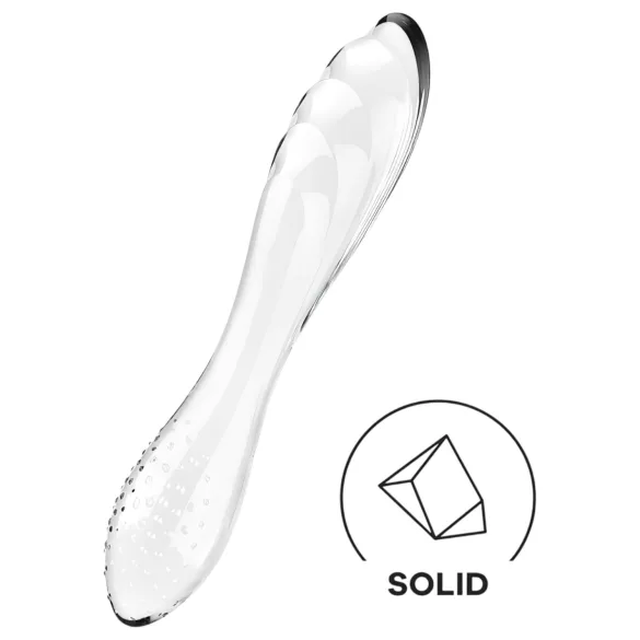 Satisfyer Dazzling Crystal 1 - kaksipäinen lasidildo - läpinäkyvä