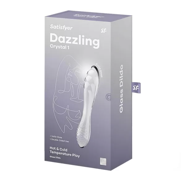 Satisfyer Dazzling Crystal 1 - kaksipäinen lasidildo - läpinäkyvä