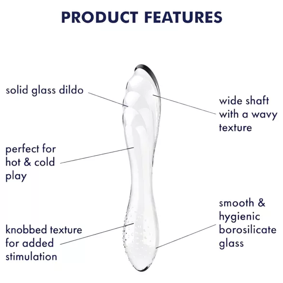 Satisfyer Dazzling Crystal 1 - kaksipäinen lasidildo - läpinäkyvä