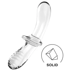   Satisfyer Double Crystal - kaksipäinen lasidildo - läpinäkyvä