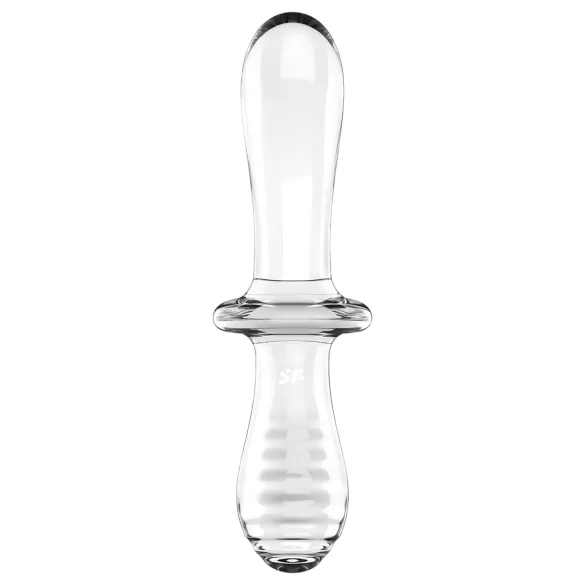 Satisfyer Double Crystal - kaksipäinen lasidildo - läpinäkyvä