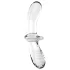 Satisfyer Double Crystal - kaksipäinen lasidildo - läpinäkyvä