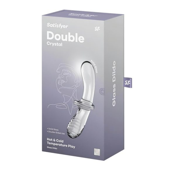 Satisfyer Double Crystal - kaksipäinen lasidildo - läpinäkyvä