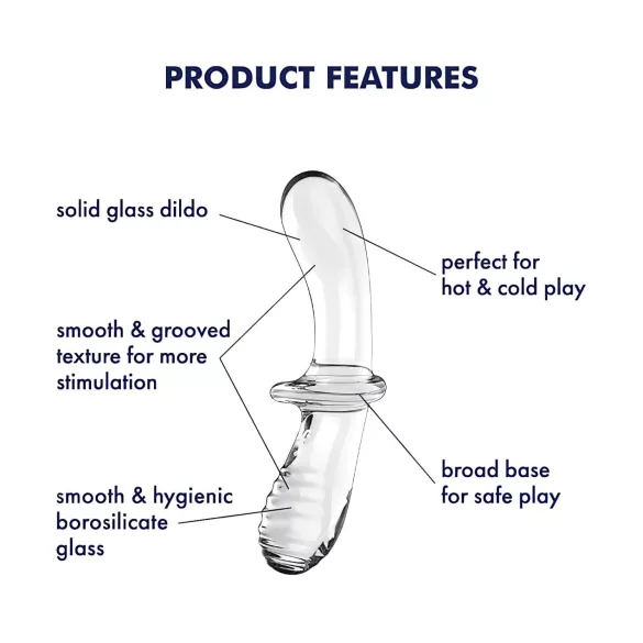 Satisfyer Double Crystal - kaksipäinen lasidildo - läpinäkyvä
