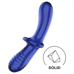 Satisfyer Double Crystal - kaksipäinen lasidildo - sininen