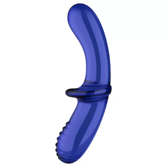 Satisfyer Double Crystal - kaksipäinen lasidildo - sininen