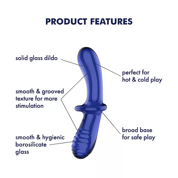 Satisfyer Double Crystal - kaksipäinen lasidildo - sininen