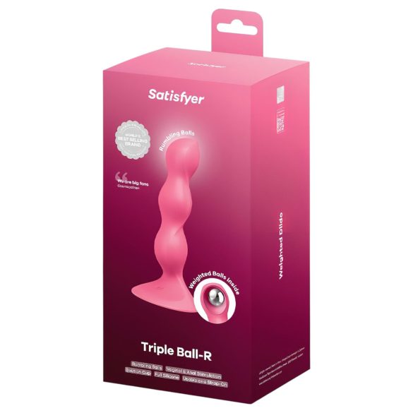 Satisfyer Triple Ball-R - anaalivibraattori gyöngyillä - pinkki