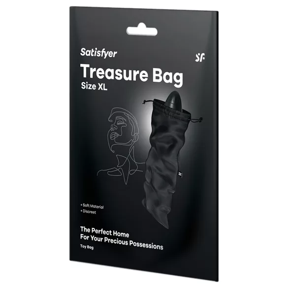 Satisfyer Treasure Bag XL - huomaamaton säilytyspussi - suuri (musta)