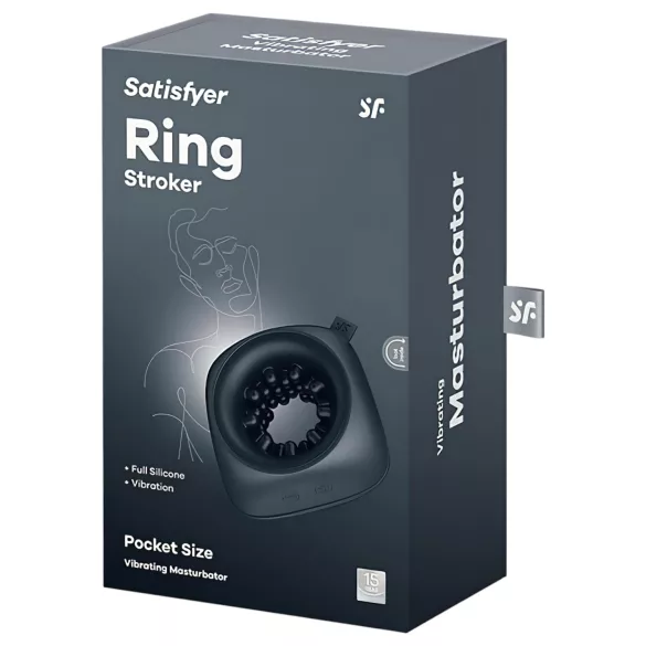 Satisfyer Ring Stroker - ladattava, värisevä masturbaattori (musta)