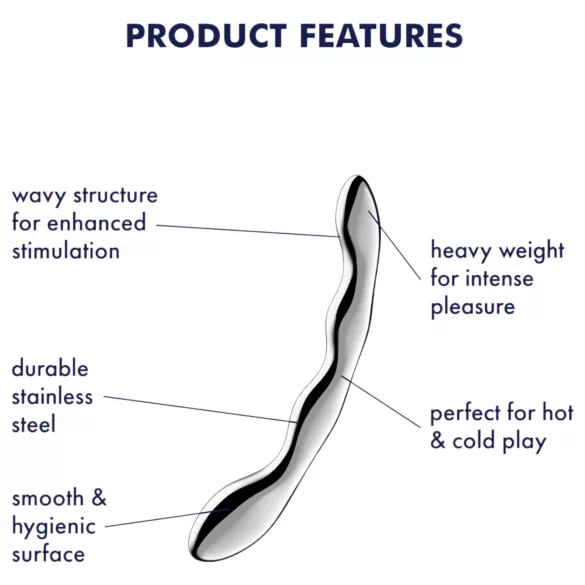 Satisfyer Cosmic Crest 2 - teräsdildo - aaltomallinen - hopea