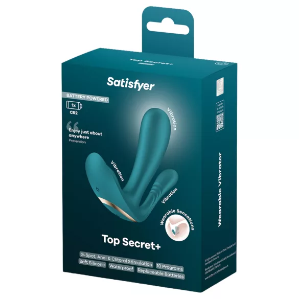 Satisfyer Top Secret+ - 3-haarainen, käytettävä vibraattori (vihreä)
