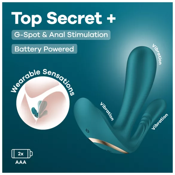 Satisfyer Top Secret+ - 3-haarainen, käytettävä vibraattori (vihreä)