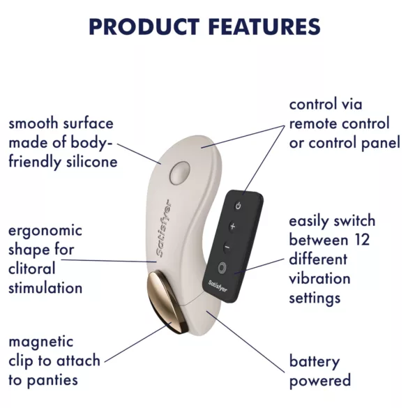 Satisfyer Little Secret - käytettävä pikkuhousuvibraattori (valkoinen)