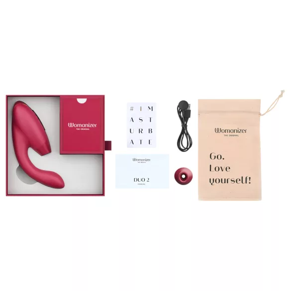 Womanizer Duo 2 - G-piste ja klitoriskiihotin - ladattava vibraattori - punainen