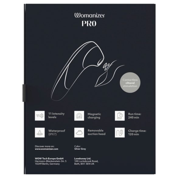 Womanizer Pro - ilmapulsaattori klitoriskiihotin (harmaa)