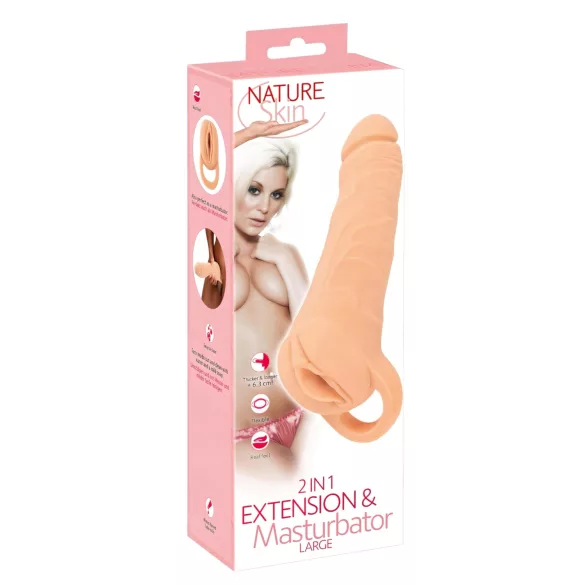 Nature Skin - 2in1 tekopillu ja penispidike - 23 cm - nude