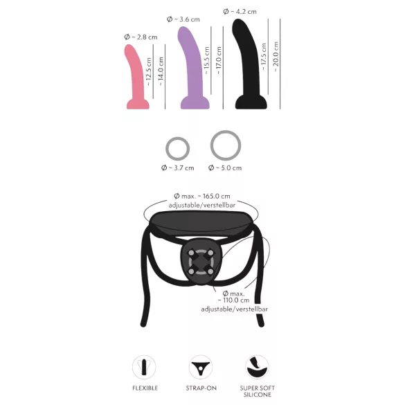 You2Toys - strap-on dildo setti - musta