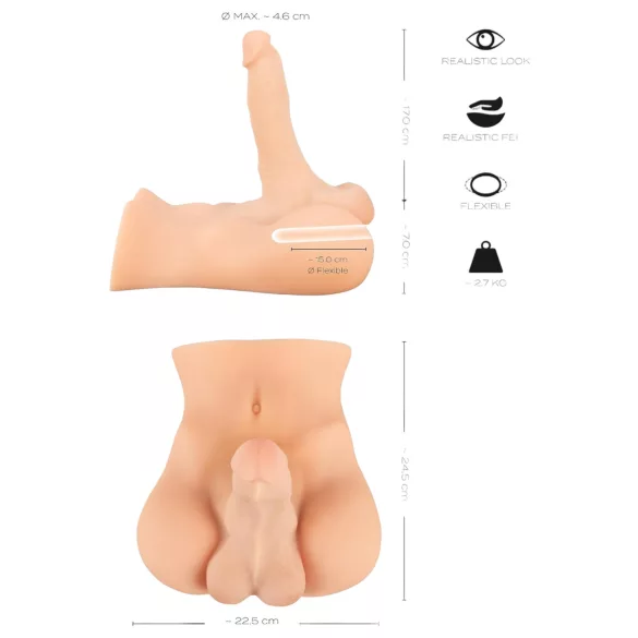 Realistixxx Deluxe Man 02 - miesten torso - luonnollinen väri