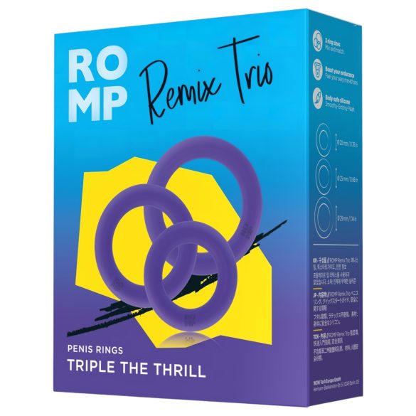 ROMP Remix Trio - penisrenkaat setti - 3 kpl - violetti