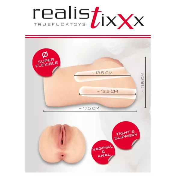 Realistixxx Real Stroker - aidonnäköinen vagina- ja anaalimasturboija (ihonvärinen)