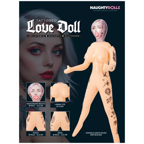 You2Toys - täytettävä tatuoitu seksinukke