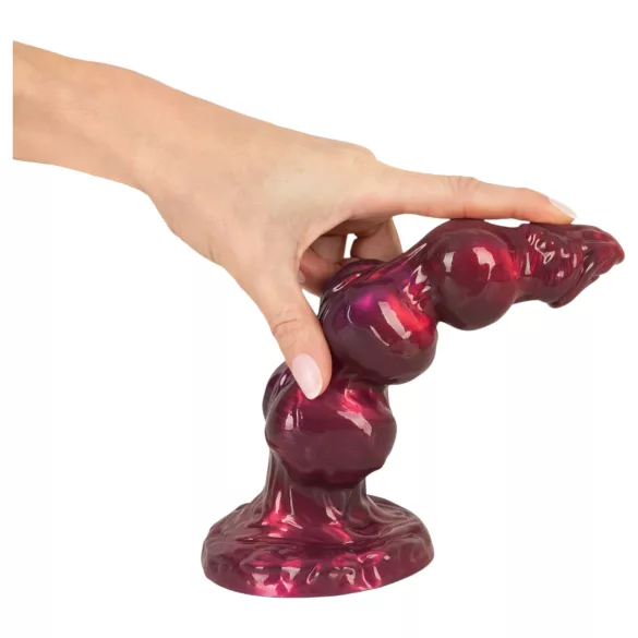 Beasty Cocks - Ihmissusi-Willie dildo imukupilla - viininpunainen (21 cm)
