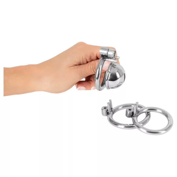 fetish collection - minikokohäkki, jossa 3 vaihdettavaa kivusrengasta (hopea)